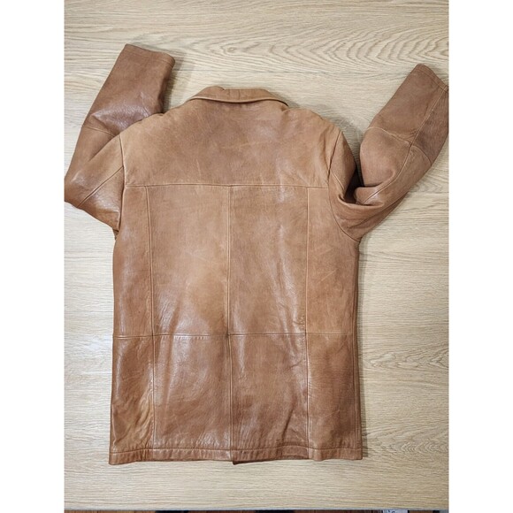 Vintage Wilsons Pelle Studio Classics Leather Jacket Womens L Coat Tan Buttons - Picture 14 of 15